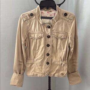 Abercrombie & Fitch Tan Utility Jacket with Stand-Up Collar